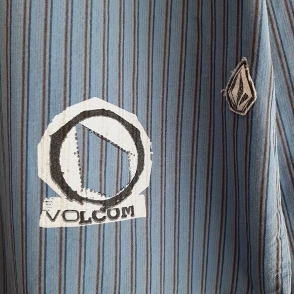 VOLCOM Stone Regular Fit Button Down Casual Stripe Shirt Blue Mens Sz XL - Picture 6 of 11
